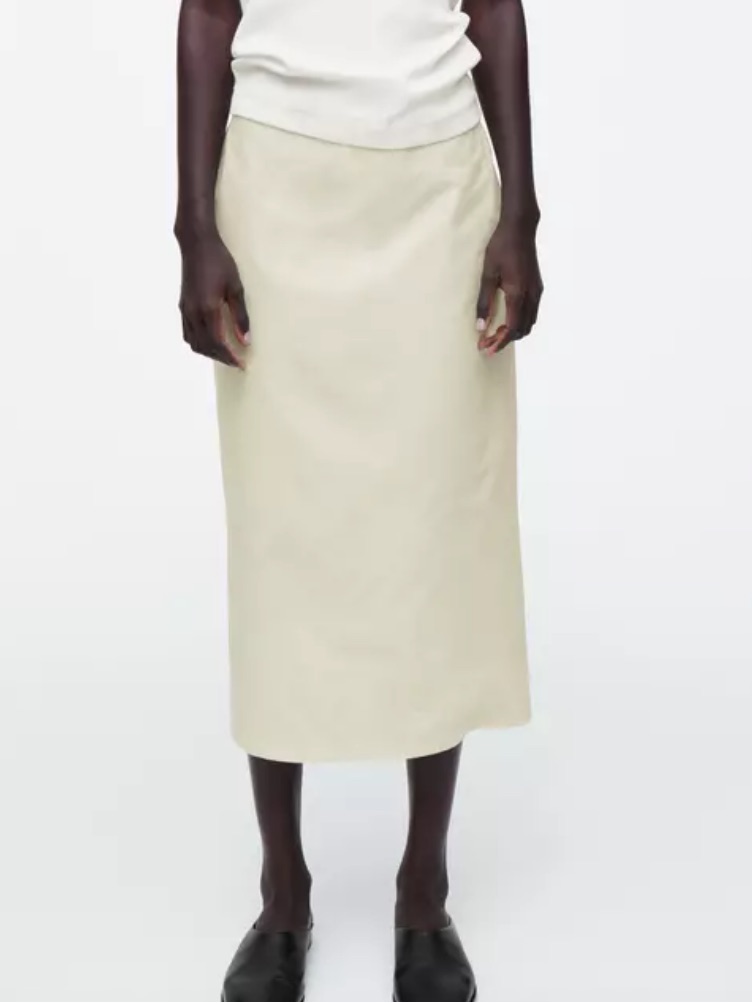 Cos Cream/Butter Yellow Cotton Midi Skirt Women’s Size Us 2 Drawstring Waist